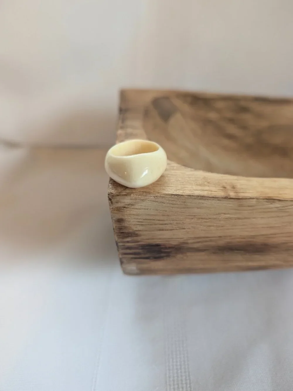 Vintage Carved Bovine Bone Dome Ring Size 5